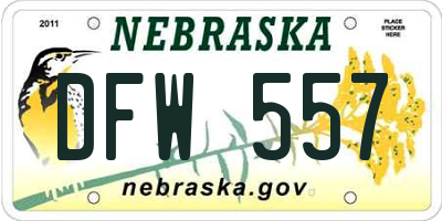 NE license plate DFW557
