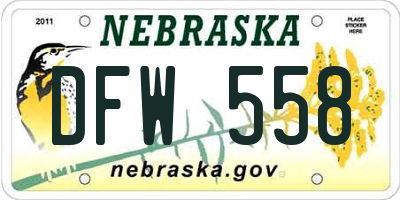 NE license plate DFW558