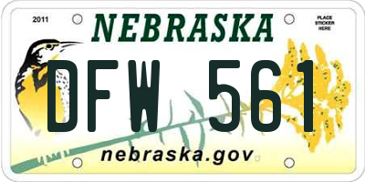 NE license plate DFW561