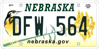 NE license plate DFW564