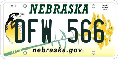 NE license plate DFW566