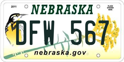 NE license plate DFW567