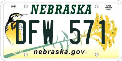 NE license plate DFW571
