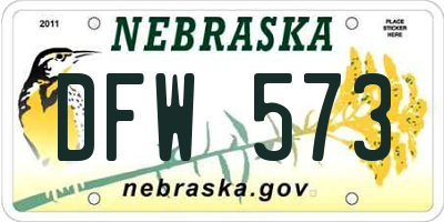 NE license plate DFW573
