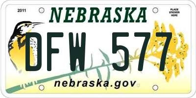 NE license plate DFW577