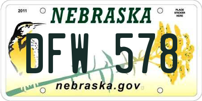 NE license plate DFW578
