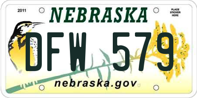 NE license plate DFW579