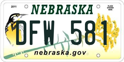 NE license plate DFW581