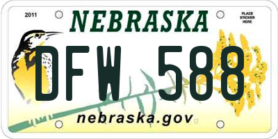NE license plate DFW588