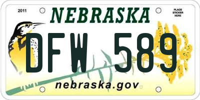 NE license plate DFW589
