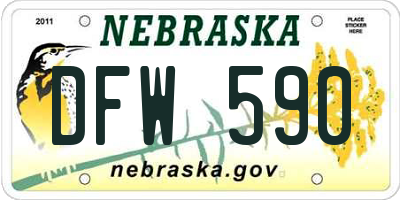 NE license plate DFW590