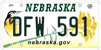 NE license plate DFW591