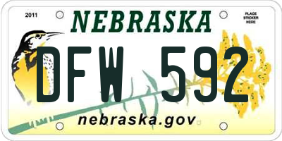 NE license plate DFW592