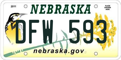 NE license plate DFW593