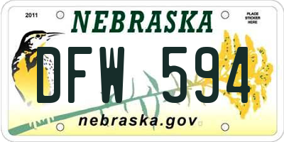 NE license plate DFW594