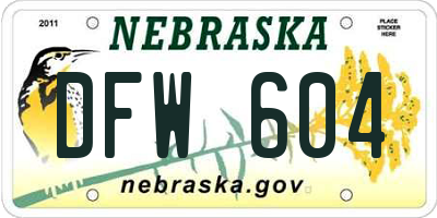NE license plate DFW604