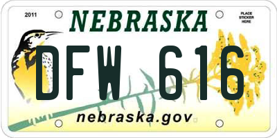 NE license plate DFW616