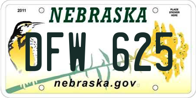 NE license plate DFW625