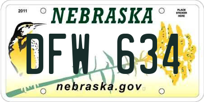 NE license plate DFW634