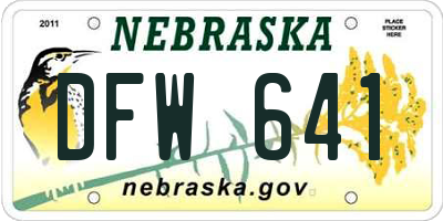 NE license plate DFW641