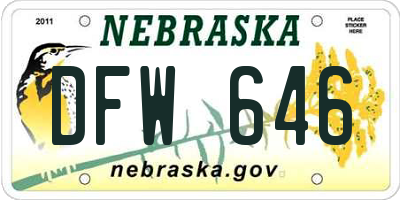 NE license plate DFW646