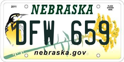 NE license plate DFW659
