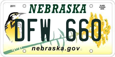 NE license plate DFW660