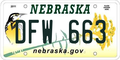NE license plate DFW663