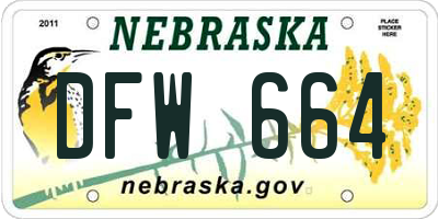 NE license plate DFW664