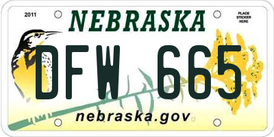 NE license plate DFW665