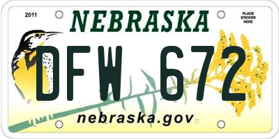 NE license plate DFW672