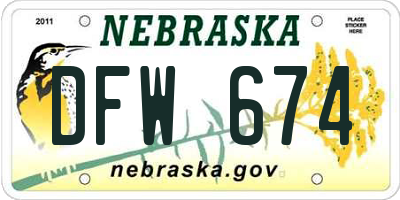 NE license plate DFW674