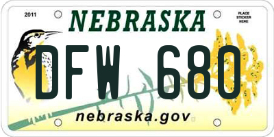 NE license plate DFW680