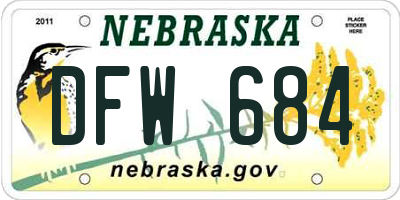 NE license plate DFW684