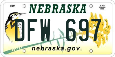 NE license plate DFW697