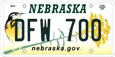 NE license plate DFW700