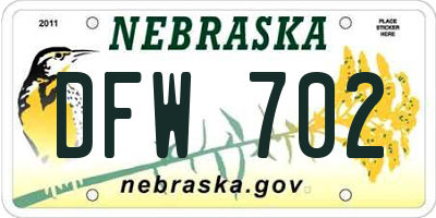 NE license plate DFW702