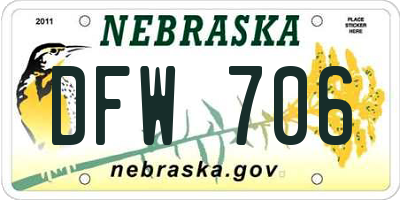 NE license plate DFW706