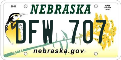 NE license plate DFW707