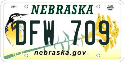 NE license plate DFW709