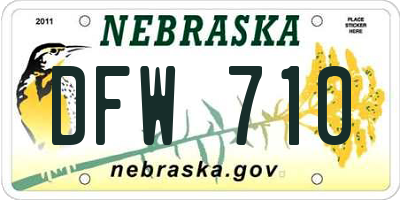 NE license plate DFW710