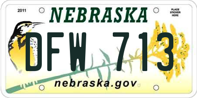 NE license plate DFW713
