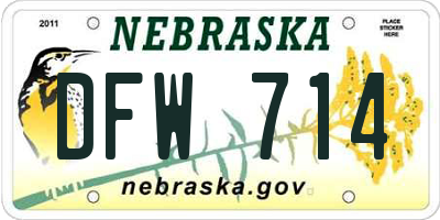 NE license plate DFW714