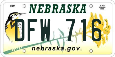 NE license plate DFW716