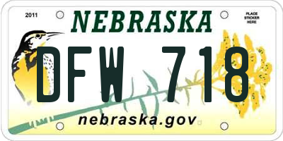 NE license plate DFW718