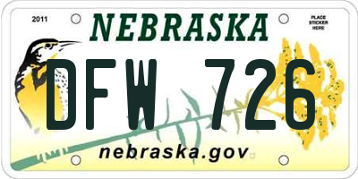 NE license plate DFW726