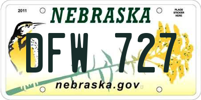 NE license plate DFW727