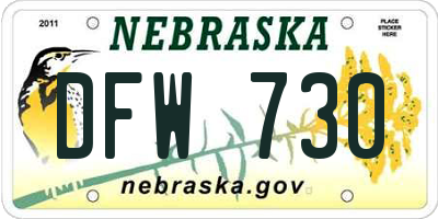 NE license plate DFW730