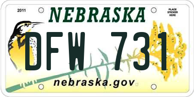 NE license plate DFW731