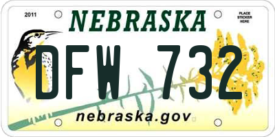 NE license plate DFW732